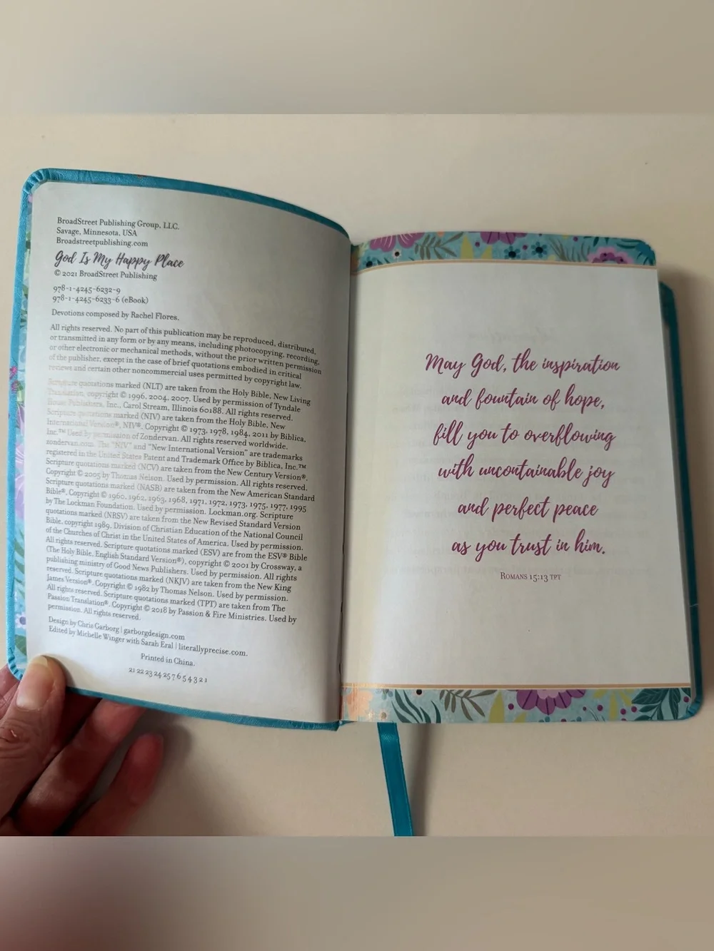God Is My Happy Place - Teal Floral Devotional